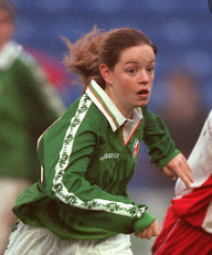 Sharon Cullen playing for Ireland